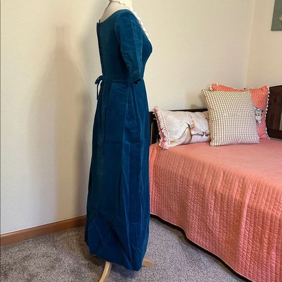 Vintage 1950-60s Teal Blue Velvet Maxi Cocktail Dress Neusteters Denver CO sz XS - Picture 4 of 16